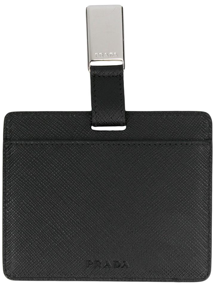 Prada Saffiano Lanyard Luggage Tag - Black