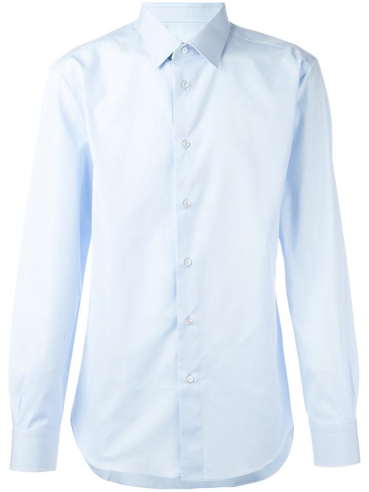 Brioni Plain Shirt, Men's, Size: 44, Blue, Cotton