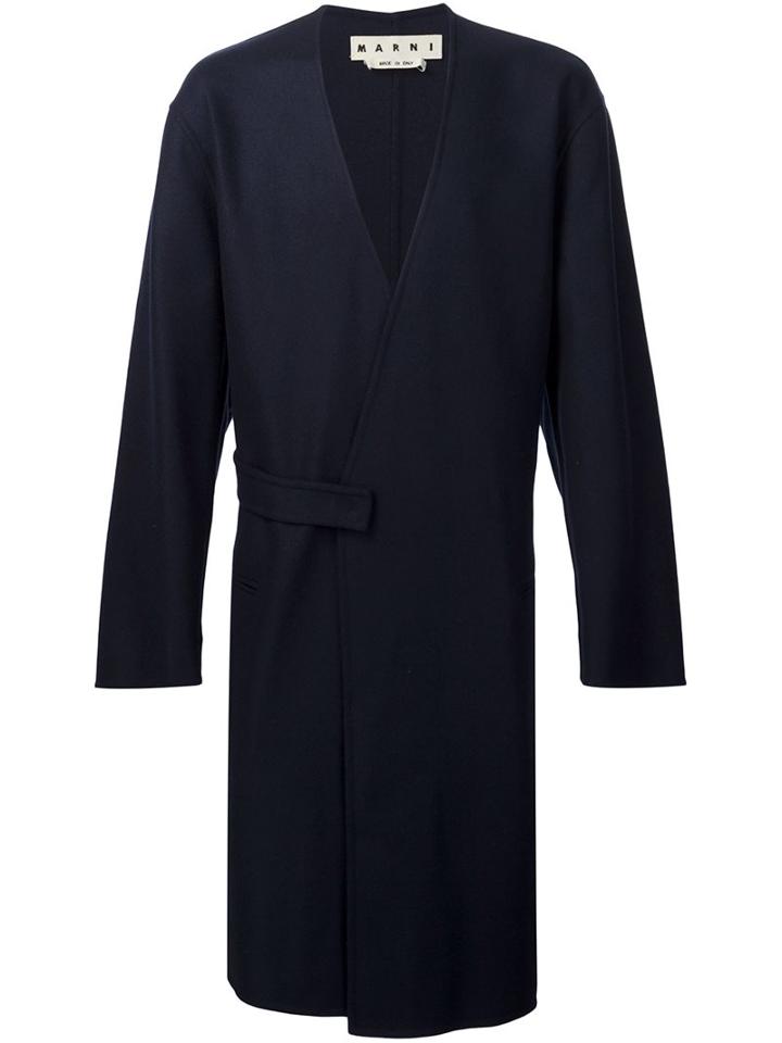 Marni Double Breasted Coat, Men's, Size: 46, Blue, Virgin Wool/polyimide