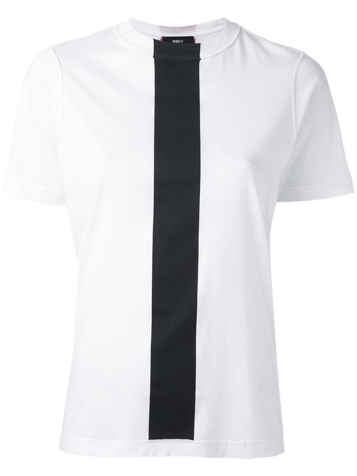 Yang Li Contrast Stripe T-shirt, Women's, Size: 44, White, Cotton