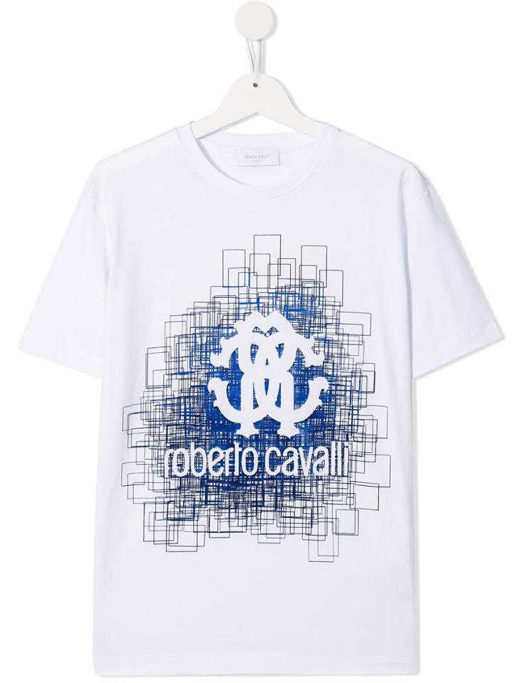Roberto Cavalli Junior Logo Geometric Print T-shirt - White