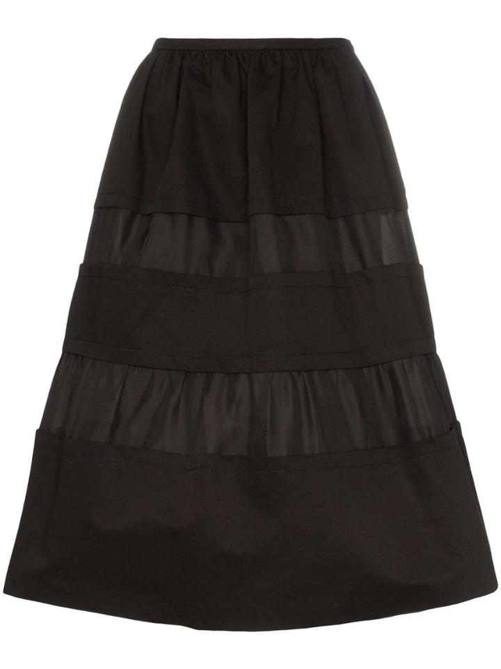 Marni Tonal Stripe Cotton And Linen Skirt - Black