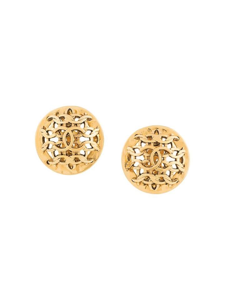 Chanel Pre-owned Cc Dome Round Earrings - Gold