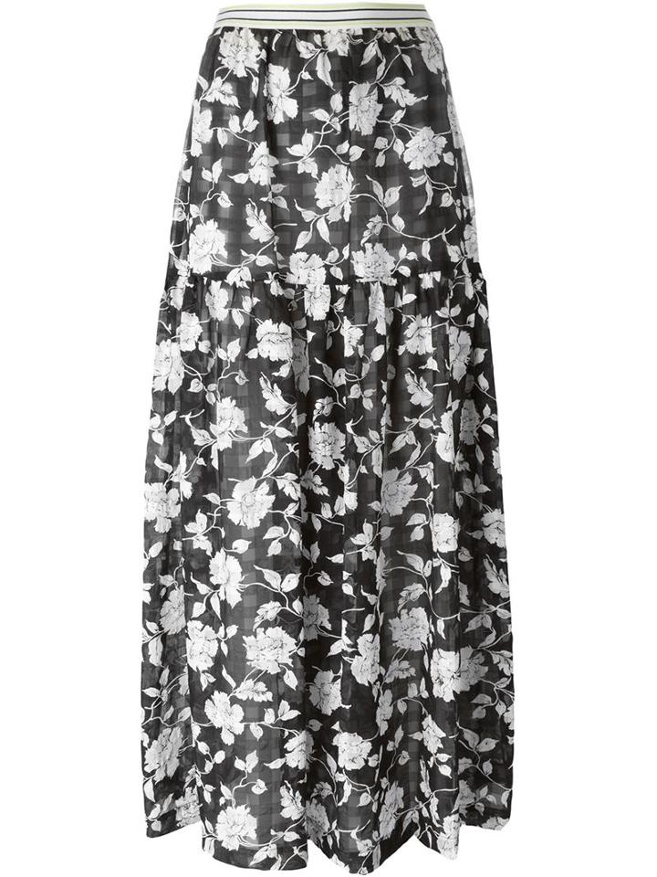 I M Isola Marras Floral Print Skirt, Women's, Size: 42, Black, Polyester