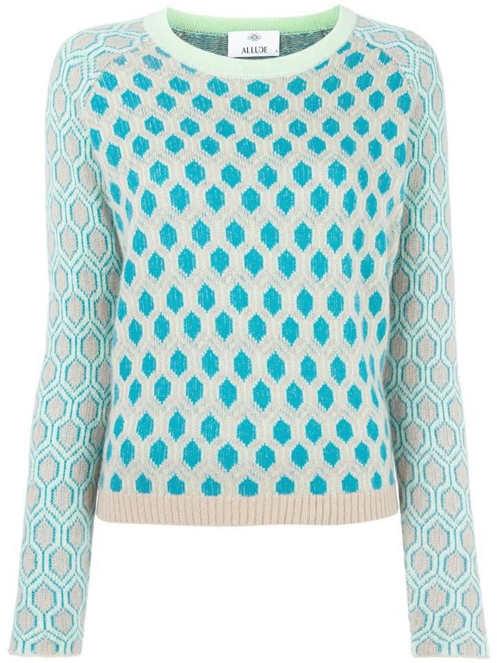 Allude Honeycomb Pattern Jumper, Women's, Size: Medium, Green, Cashmere