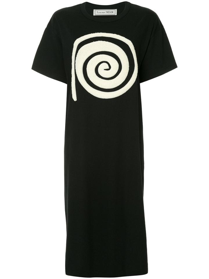 Tu Es Mon Trésor Spiral T-shirt Dress - Black