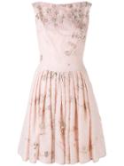 Talbot Runhof Floral Pleated Dress - Pink & Purple