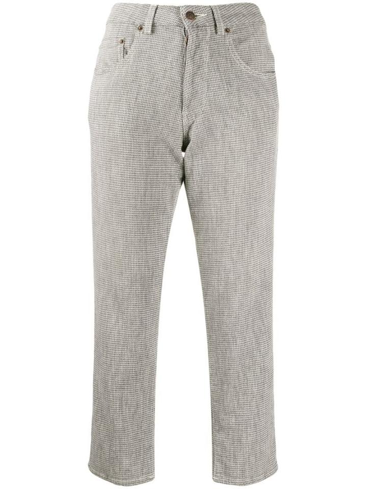 6397 Cropped Houndstooth Trousers - Black