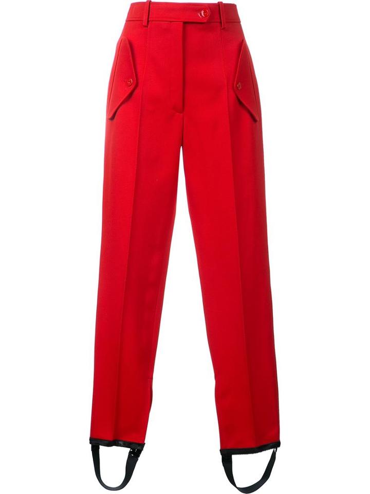 Nina Ricci Tailored Cropped Trousers, Women's, Size: 38, Red, Wool/silk