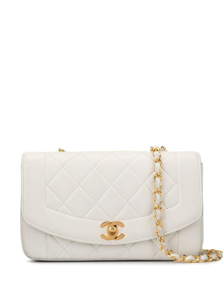 Chanel Pre-owned 1998 Quilted Diana Shoulder Bag - White