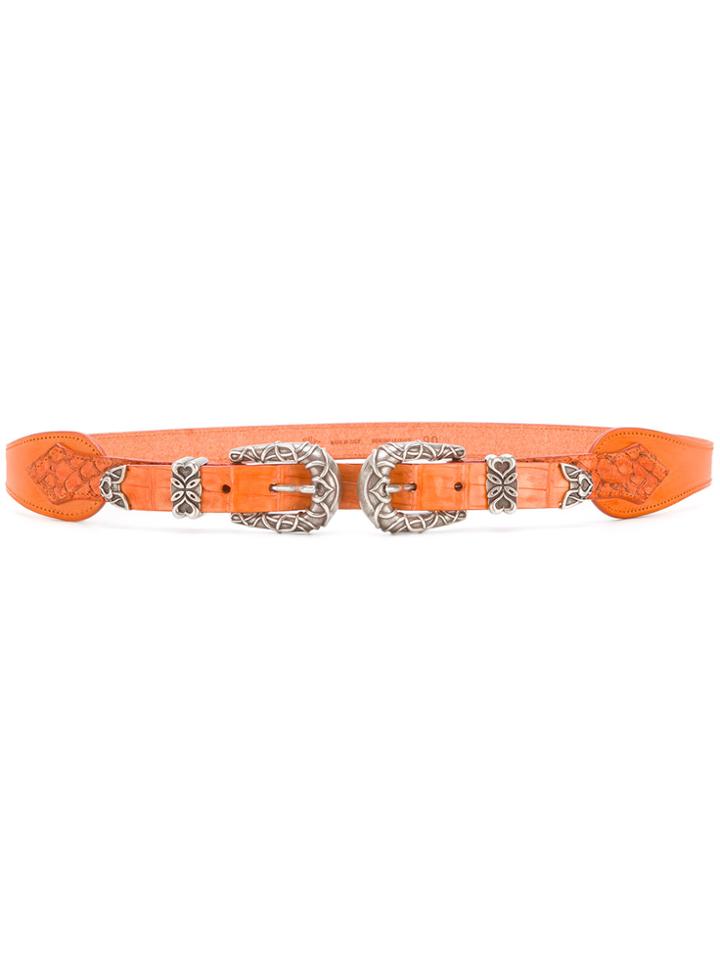 Eleventy Double-buckle Belt - Yellow & Orange
