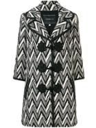 Andrew Gn Zig-zag Print Coat - Black