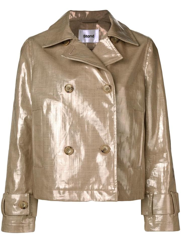 Stand Double Breasted Jacket - Neutrals