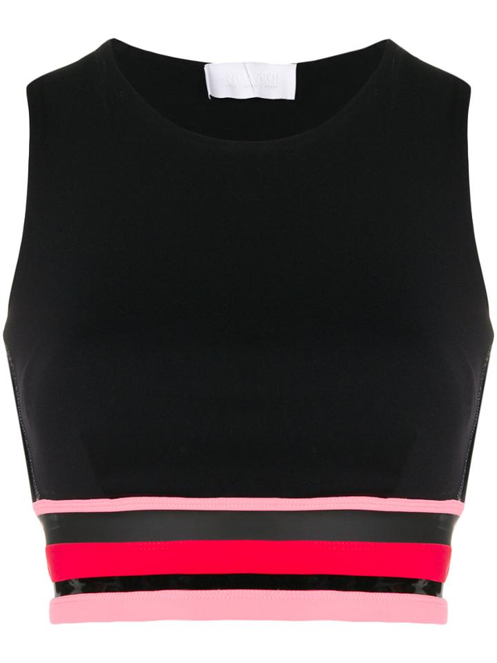 No Ka' Oi Contrast Stripe Cropped Top - Black