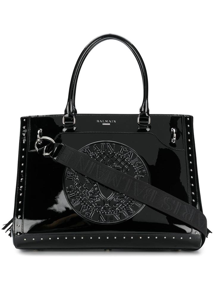 Balmain Embossed Logo Tote - Black