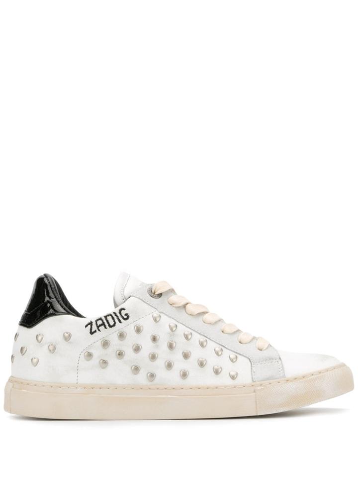 Zadig & Voltaire Heart Studded Sneakers - White