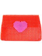 Delduca Beaded Heart Clutch - Red