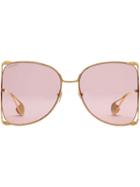 Gucci Eyewear Embellished Butterfly Sunglasses - Gold