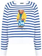 Polo Ralph Lauren Striped Teddy Bear Sweatshirt - White
