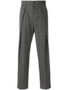 Emporio Armani Pleated Checked Trousers - Grey