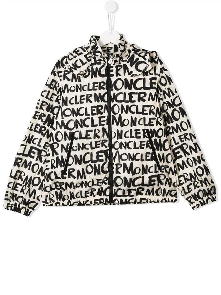 Moncler Kids Hanoi All-over Logo Jacket - White