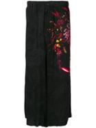 Yohji Yamamoto Graphic Print Flared Trousers - Black