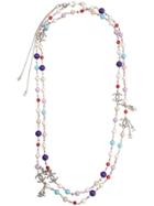 Chanel Vintage Painted Stone Necklace - Silver