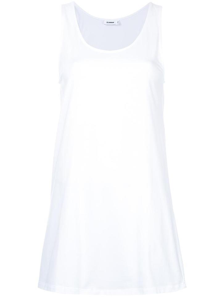 Jil Sander Scoop Neck Tank, Women's, Size: Small, White, Cotton/spandex/elastane