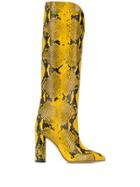 Paris Texas Snake Print Boots - Yellow