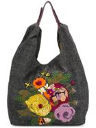 Jamin Puech Floral Embroidered Shoulder Bag - Black