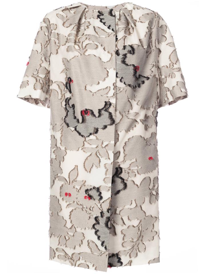 Paule Ka Floral Patches Oversized Coat - Nude & Neutrals