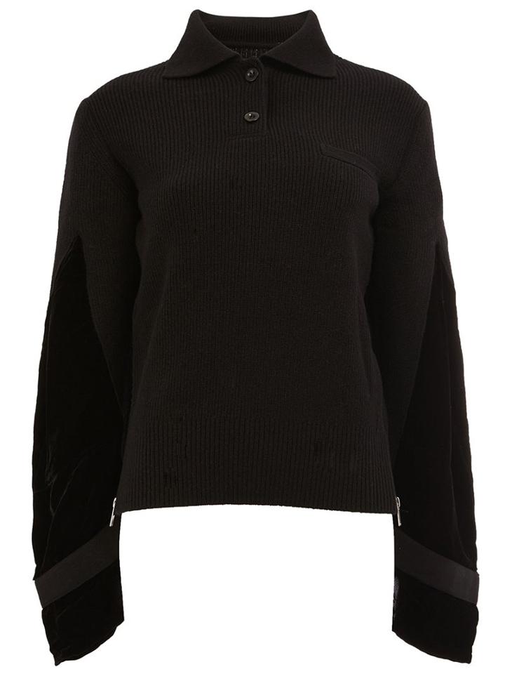 Sacai Velvet Sleeve Jumper, Women's, Size: 4, Black, Cupro/rayon/wool