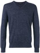Ermenegildo Zegna - V-neck Slub Knit Sweater - Men - Silk/linen/flax/cashmere - 50, Blue, Silk/linen/flax/cashmere
