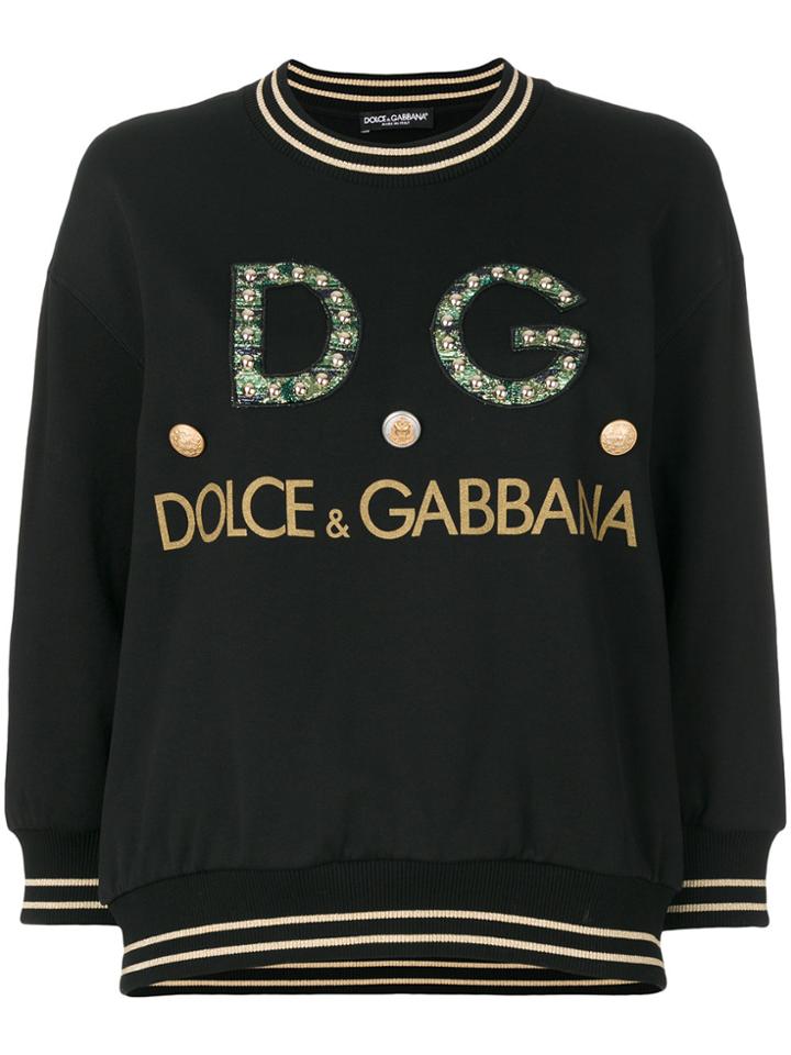 Dolce & Gabbana Embellished Logo Sweatshirt - Black