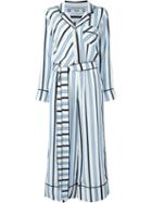 Msgm Striped Belted Jumpsuit, Women's, Size: 40, Black, Silk/polyamide