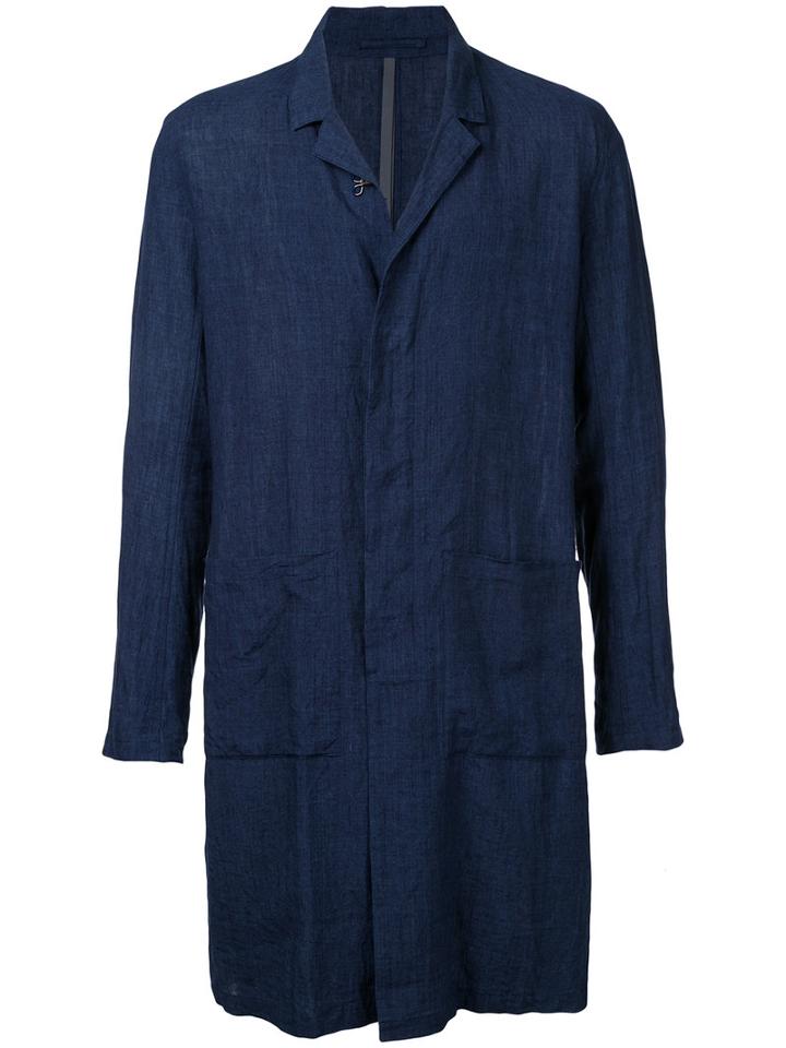 Kazuyuki Kumagai - Single Breasted Coat - Men - Cotton/linen/flax - 2, Blue, Cotton/linen/flax