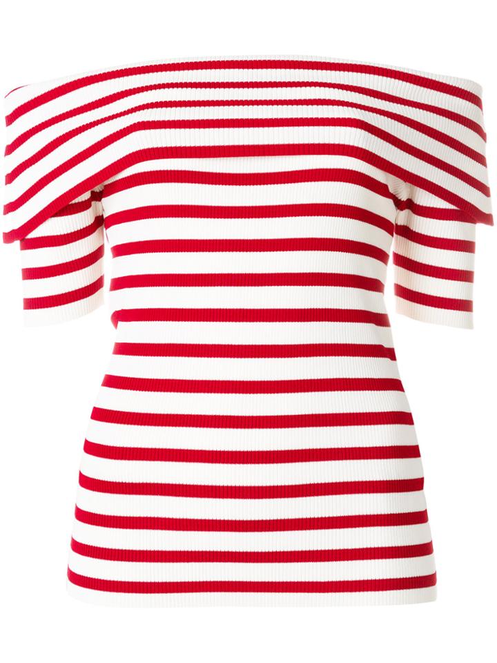 P.a.r.o.s.h. Striped Off-shoulder Top - White