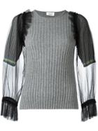 Aviù Tulle Sleeve Sweater, Women's, Size: 44, Grey, Acrylic/polyamide/cashmere/virgin Wool