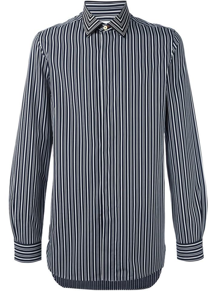 Paul Smith Striped Detail Shirt, Men's, Size: 16 1/2, Black, Cotton