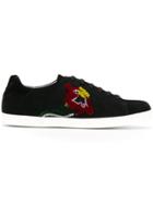 Emporio Armani Flower Embroidered Sneakers - Black