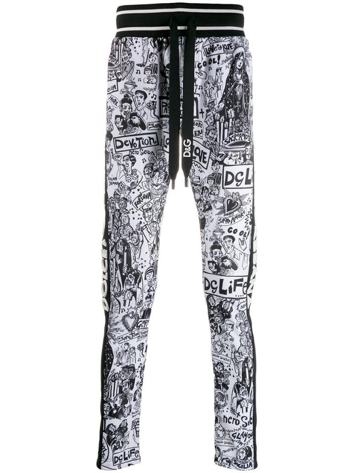 Dolce & Gabbana Graffiti Print Sweat Trouser - White