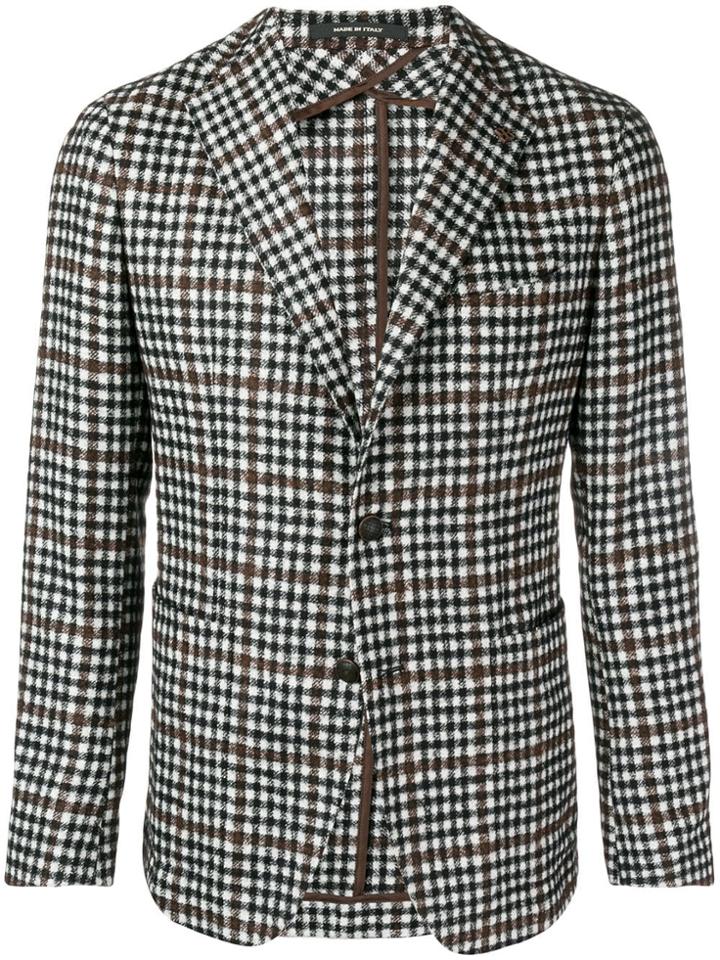 Tagliatore Checked Fitted Blazer - White