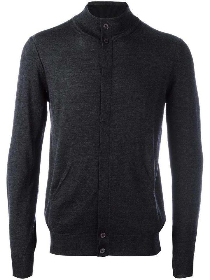 Paolo Pecora Concealed Fastening Cardigan, Men's, Size: Xxl, Grey, Wool/polyester/polyurethane