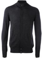 Paolo Pecora Concealed Fastening Cardigan, Men's, Size: Xxl, Grey, Wool/polyester/polyurethane