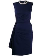 Alexander Mcqueen Draped-effect Pencil Dress - Blue