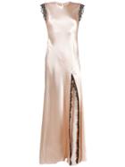 Philosophy Di Lorenzo Serafini Contrasting Lace-trimmed Gown -