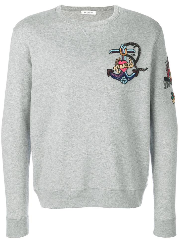 Valentino - Embroidered Tattoo Sweatshirt - Men - Cotton/polyamide - L, Grey, Cotton/polyamide