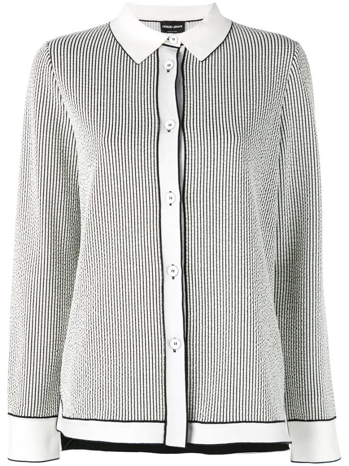 Giorgio Armani - Stripe Stitched Shirt - Women - Cotton/polyester - 48, Women's, White, Cotton/polyester