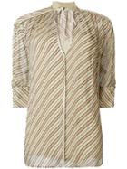 By Malene Birger V-neck Striped Blouse - Nude & Neutrals