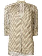 By Malene Birger V-neck Striped Blouse - Nude & Neutrals